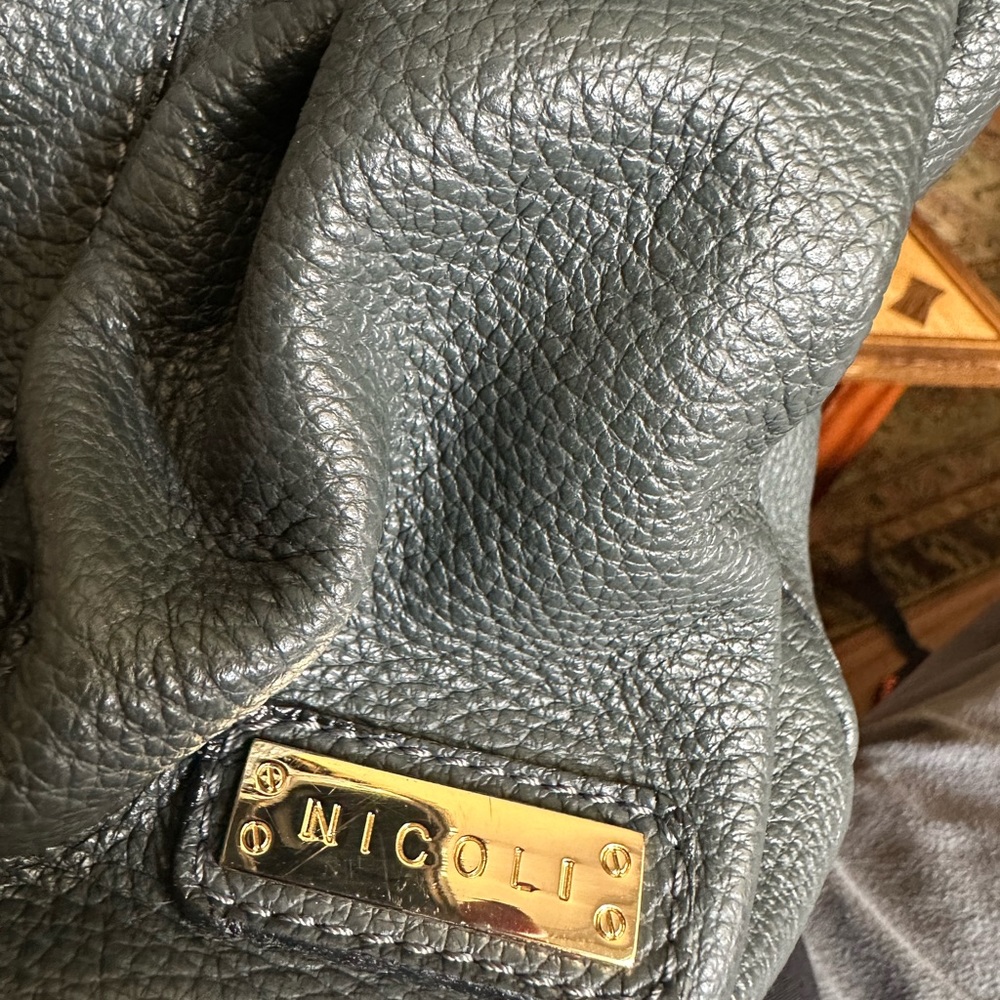 Nicole Italian leather dark grey large purse crossbody or handle style *like new